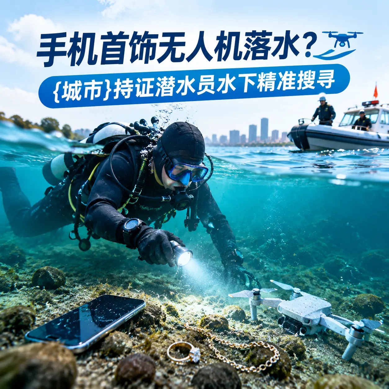 手机首饰无人机落水？泸水持证潜水员水下精准搜寻